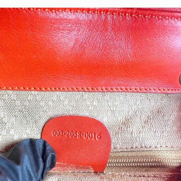 GUCCI Bamboo Backpack - Orange Leather Drawstring - Picture 8 of 15